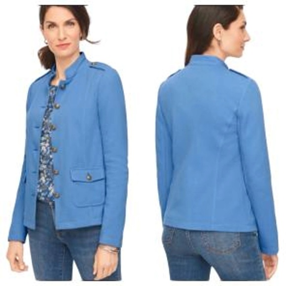 Talbots | Blue KNIT BAND Blazer JACKET - Picture 4 of 13